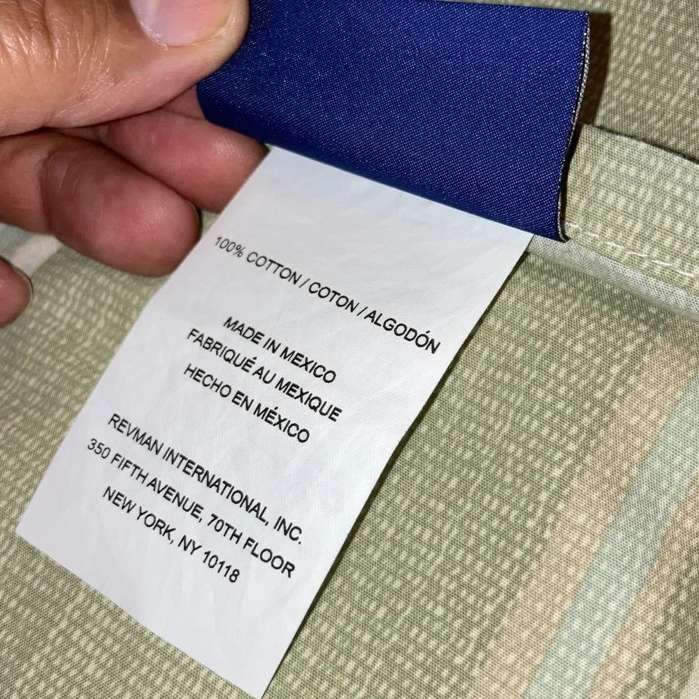 TOMMY BAHAMA Green Tan Serenity Cotton Striped King Pillow Sham 40 x 24 inches